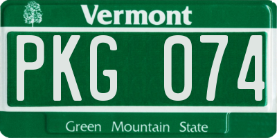 VT license plate PKG074