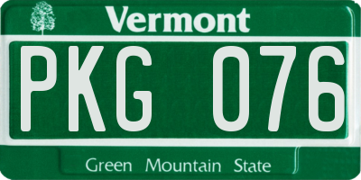 VT license plate PKG076