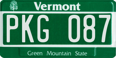 VT license plate PKG087