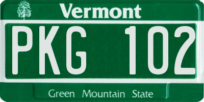 VT license plate PKG102