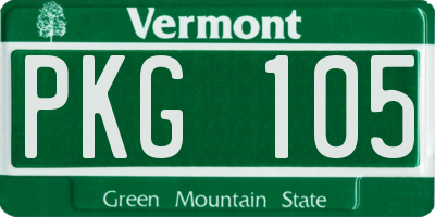 VT license plate PKG105