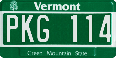 VT license plate PKG114