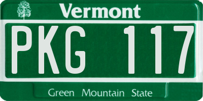 VT license plate PKG117