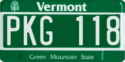 VT license plate PKG118