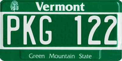 VT license plate PKG122