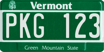 VT license plate PKG123
