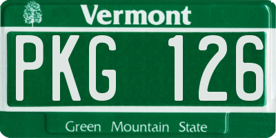 VT license plate PKG126