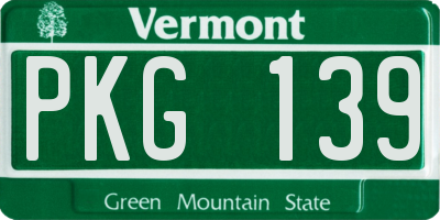 VT license plate PKG139