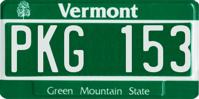 VT license plate PKG153