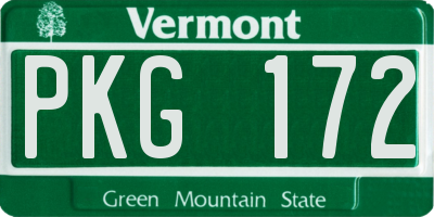 VT license plate PKG172