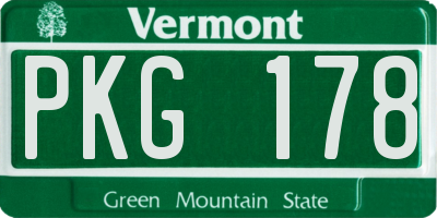 VT license plate PKG178