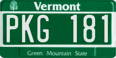 VT license plate PKG181