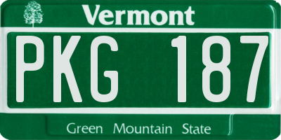 VT license plate PKG187