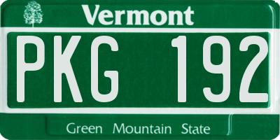 VT license plate PKG192
