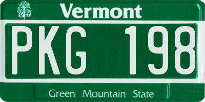 VT license plate PKG198