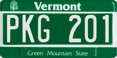 VT license plate PKG201