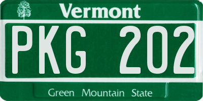 VT license plate PKG202