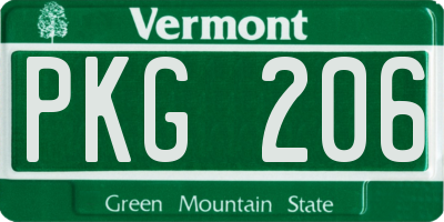 VT license plate PKG206