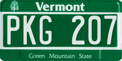 VT license plate PKG207