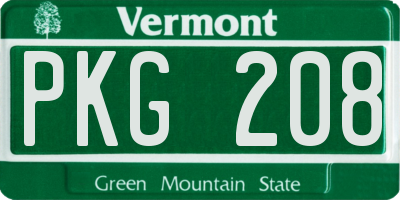 VT license plate PKG208