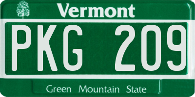 VT license plate PKG209