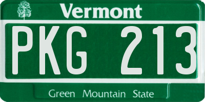 VT license plate PKG213