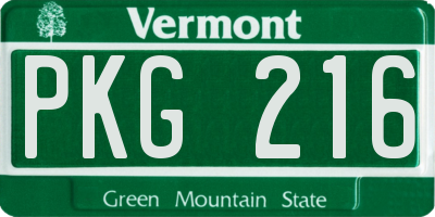 VT license plate PKG216