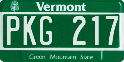 VT license plate PKG217