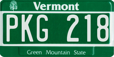 VT license plate PKG218