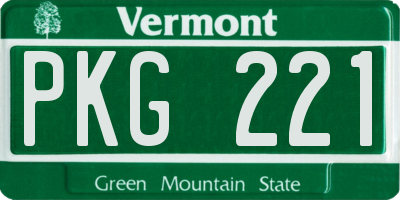 VT license plate PKG221