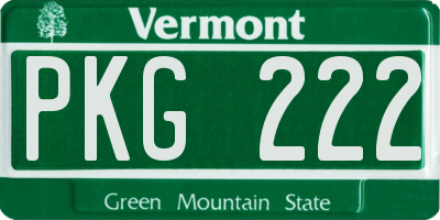 VT license plate PKG222