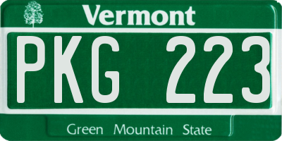 VT license plate PKG223