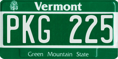 VT license plate PKG225
