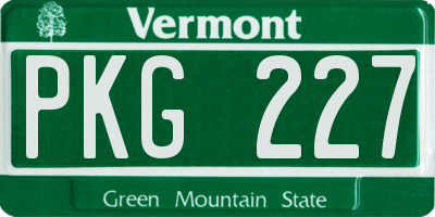 VT license plate PKG227