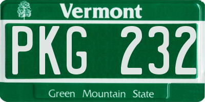 VT license plate PKG232