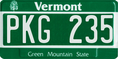 VT license plate PKG235