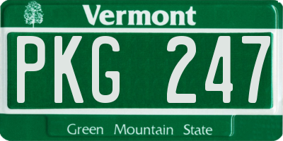 VT license plate PKG247