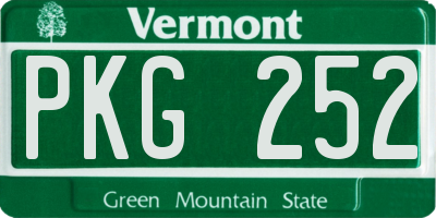 VT license plate PKG252