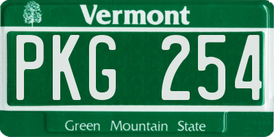 VT license plate PKG254