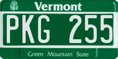 VT license plate PKG255