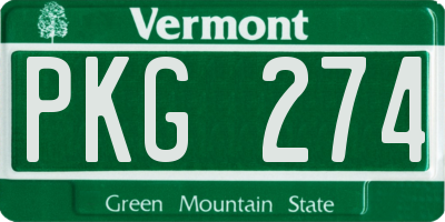 VT license plate PKG274