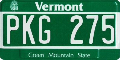 VT license plate PKG275