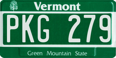 VT license plate PKG279