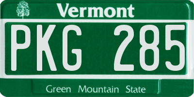 VT license plate PKG285