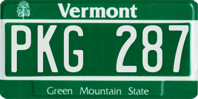 VT license plate PKG287