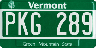VT license plate PKG289
