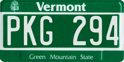 VT license plate PKG294