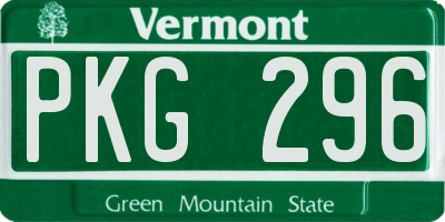 VT license plate PKG296