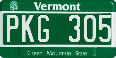 VT license plate PKG305