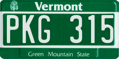 VT license plate PKG315